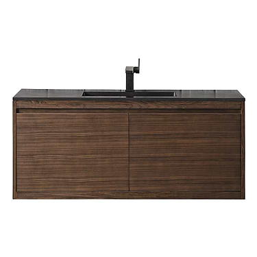 James Martin Vanities Milan 48" Mid Century Walnut Brown Vanity with Charcoal Black Solid Surface Counter