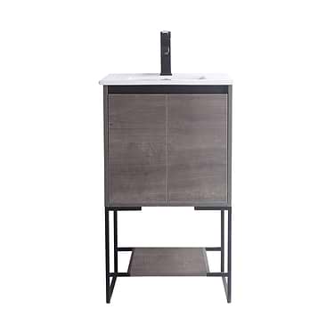 Amani 20" Gray Single Vanity with White Integrated Top