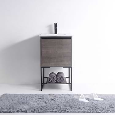 Amani 20" Gray Single Vanity with White Integrated Top