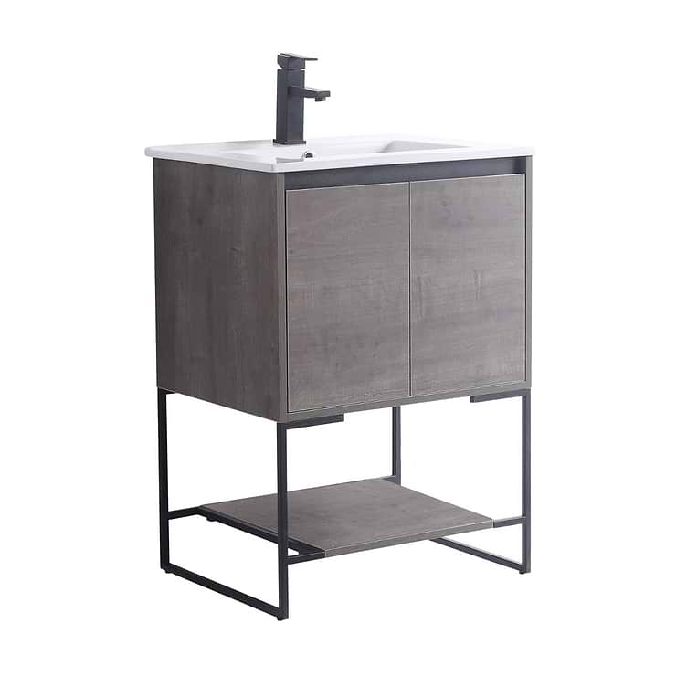 Amani 24" Classic Gray Single Vanity with White Integrated Top