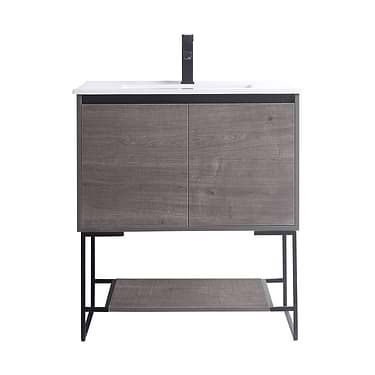 Amani 30" Classic Gray Single Vanity with White Integrated Top