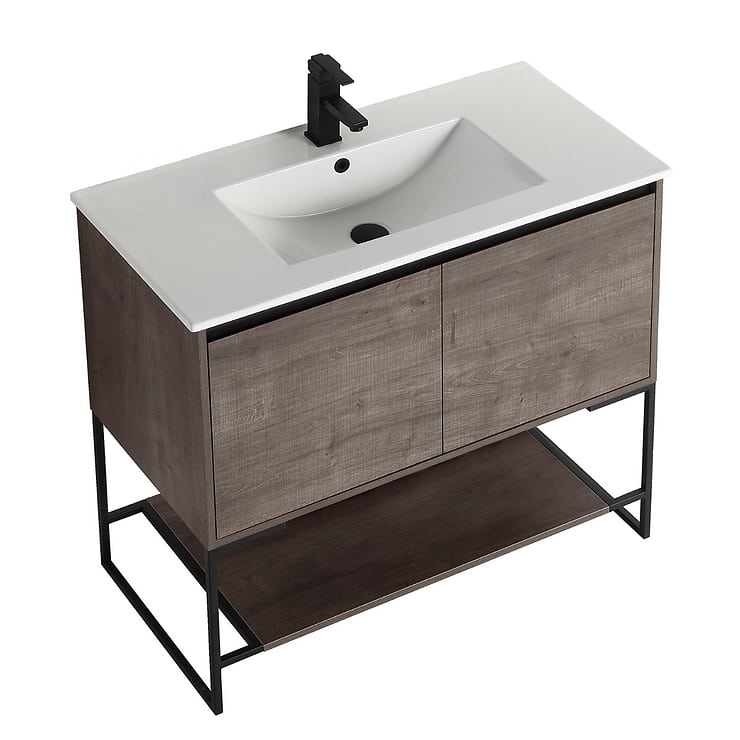 Amani 36" Classic Gray Single Vanity with White Integrated Top