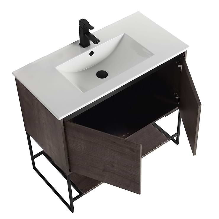 Amani 36" Classic Gray Single Vanity with White Integrated Top