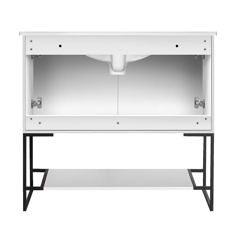 Amani 36" Matte White Single Vanity with White Integrated Top