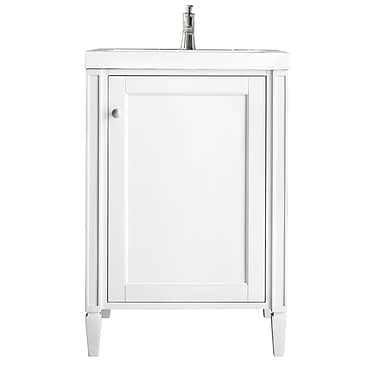 Britannia Glossy White 24" Single Vanity with White Solid Surface Top by JMV