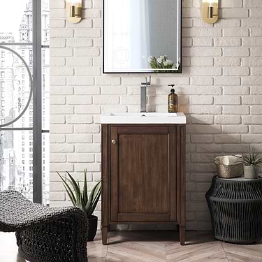 Britannia Acacia Brown 24" Single Vanity with White Solid Surface Top by JMV