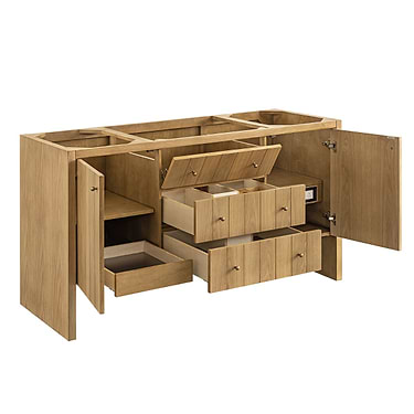 Hudson Oak Brown 60" Double Vanity with No Counter by JMV