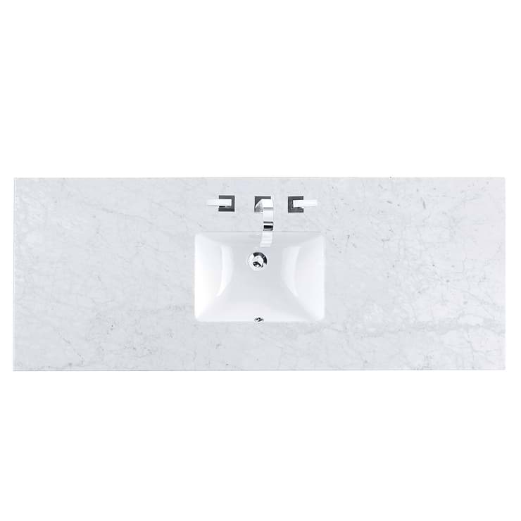 James Martin Vanities Hudson Light Natural Oak Brown 60"  Double Vanity with Carrara Marble Top