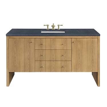 Hudson Oak Brown 60" Single Vanity with Charcoal Gray Quartz Counter by JMV