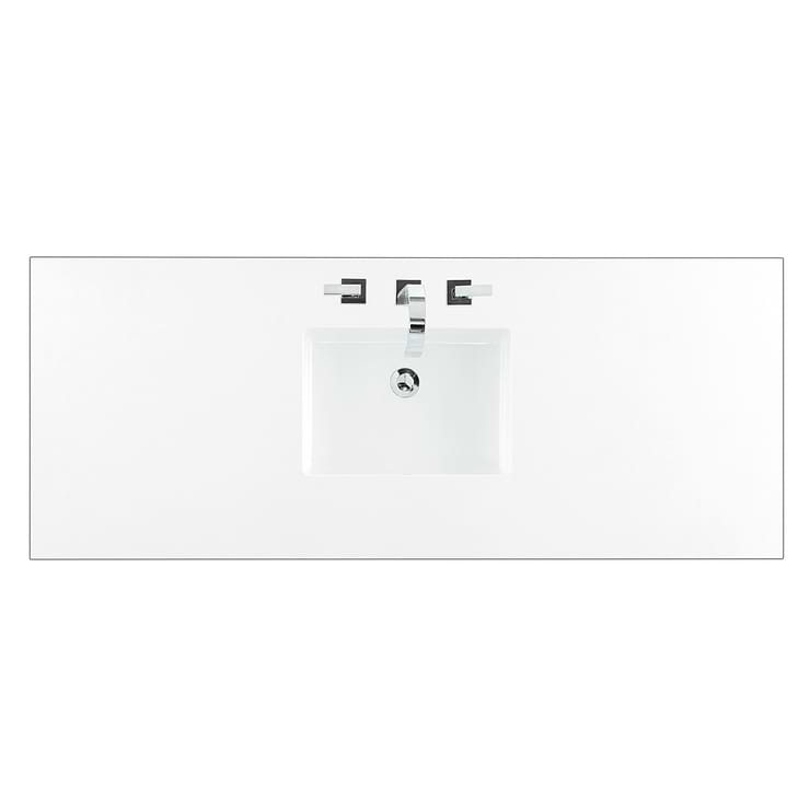 James Martin Vanities Hudson Light Natural Oak Brown 60"  Single Vanity with White Zeus Quartz Top