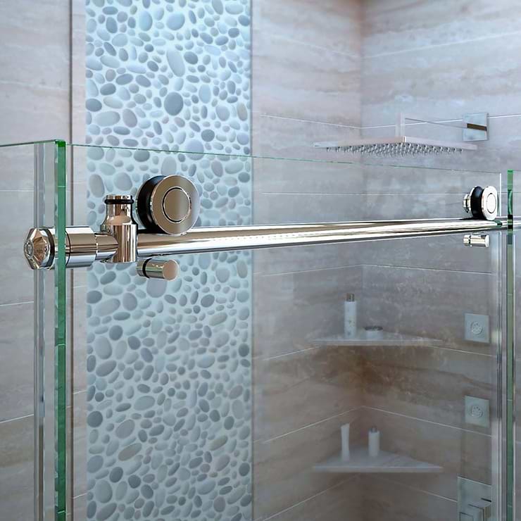 DreamLine Enigma-X 48x36x76 Reversible Sliding Enclosure Shower Door with Clear Glass in Brushed Stainless Steel