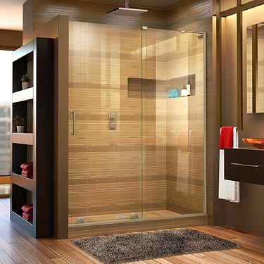 Mirage-X 48x72 Right Sliding Shower Alcove Door with Clear Glass in Brushed Nickel by DreamLine