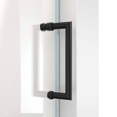 Mirage-X 48x72 Reversible Sliding Shower Alcove Door with Clear Glass in Satin Black by DreamLine