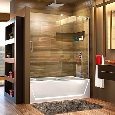 Mirage-X 60x58 Right Sliding Bathtub Door with Clear Glass in Chrome by DreamLine
