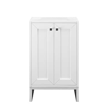Chianti Glossy White 20" Single Vanity Cabinet with Brushed Nickel Hardware without Top by JMV