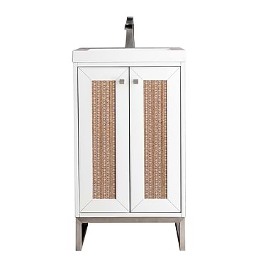 Chianti Glossy White 20" Single Vanity Cabinet with Brushed Nickel Hardware and White Top by JMV