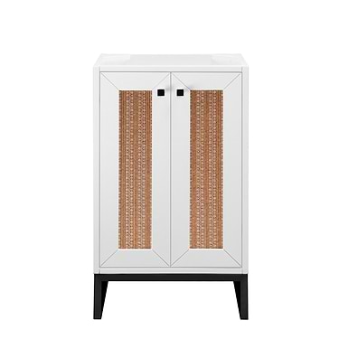 Chianti Glossy White 20" Single Vanity Cabinet with Black Hardware without Top by JMV