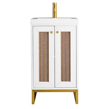 Chianti Glossy White 20" Single Vanity with Gold Hardware and White Top by JMV