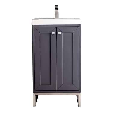 Chianti Mineral Gray 20" Single Vanity with Brushed Nickel Hardware and White Top by JMV