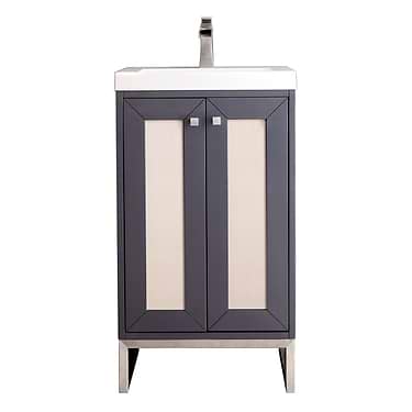 Chianti Mineral Gray 20" Single Vanity with Brushed Nickel Hardware and White Top by JMV