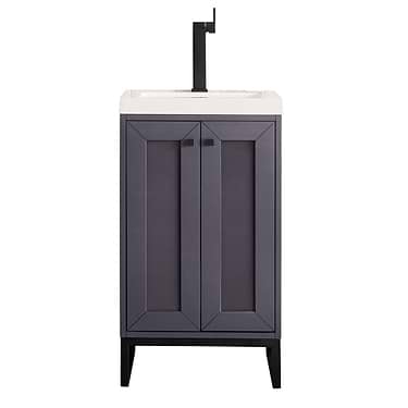 Chianti Mineral Gray 20" Single Vanity with Black Hardware and White Top by JMV