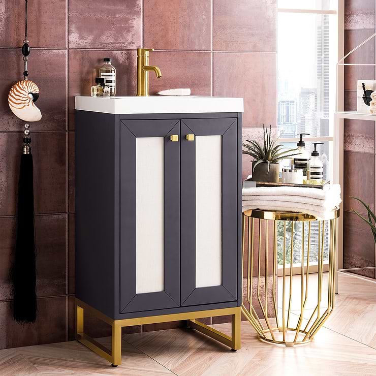 James Martin Vanities Chianti 20" Mineral Gray Vanity with Gold