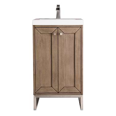 Chianti Whitewashed Walnut 20" Single Vanity with Brushed Nickel Hardware and White Top by JMV