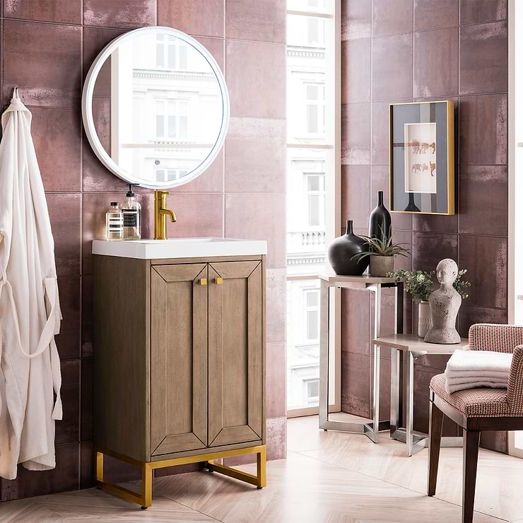 James Martin Vanities Chianti 20" Whitewashed Walnut Vanity with Gold