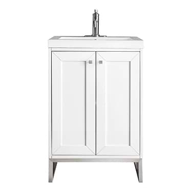 Chianti Glossy White 24" Single Vanity with Brushed Nickel Hardware and White Top by JMV