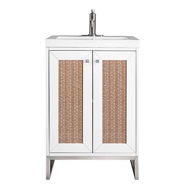 Chianti Glossy White 24" Single Vanity with Brushed Nickel Hardware and White Top by JMV