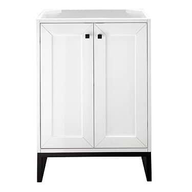 Chianti Glossy White 24" Single Vanity with Black Hardware without Top by JMV