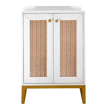 Chianti Glossy White 24" Single Vanity with Gold Hardware without Top by JMV