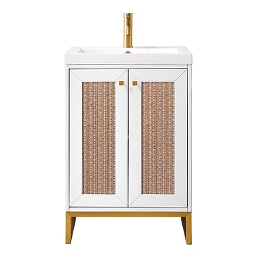 Chianti Glossy White 24" Single Vanity with Gold Hardware and White Top by JMV
