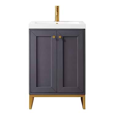 Chianti Mineral Gray 24" Single Vanity with Gold Hardware and White Top by JMV