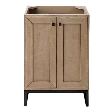 Chianti Whitewashed Walnut 24" Single Vanity with Black Hardware without Top by JMV