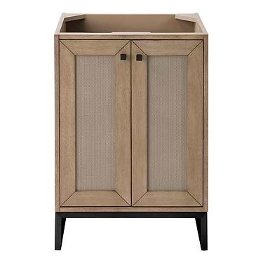 Chianti Whitewashed Walnut 24" Single Vanity with Black Hardware without Top by JMV