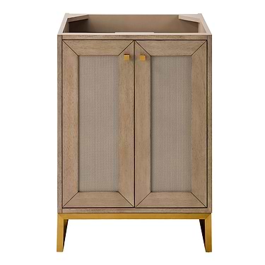 Chianti Whitewashed Walnut 24" Single Vanity with Gold Hardware without Top by JMV