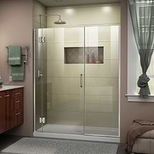 DreamLine Unidoor-X 67x72 Reversible Hinged Shower Alcove Door with Clear Glass in Brushed Nickel