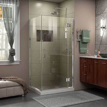 Unidoor-X 35"x34"x72" Reversible Hinged Enclosure Shower Door with Clear Glass in Chrome by DreamLine