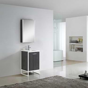 Oriel Dawn Black Grain 20" Vanity with Integrated White Top