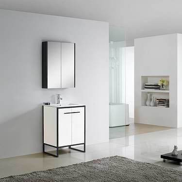 Oriel White Grain 24" Vanity with Integrated White Top