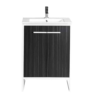 Oriel Black Grain 24" Vanity with Integrated White Top