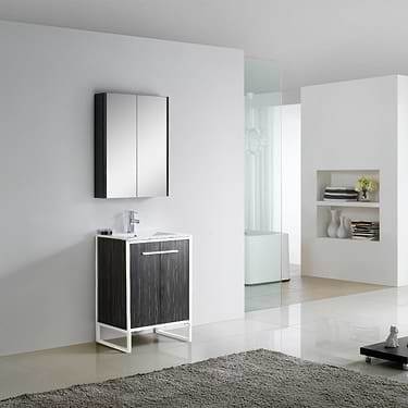 Oriel Black Grain 24" Vanity with Integrated White Top