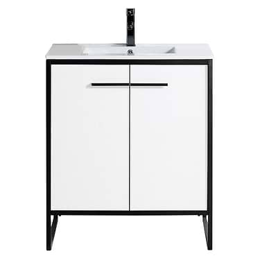 Oriel White Grain 30" Vanity with Integrated White Top
