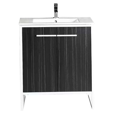 Oriel Black Grain 30" Single Vanity with Integrated White Top