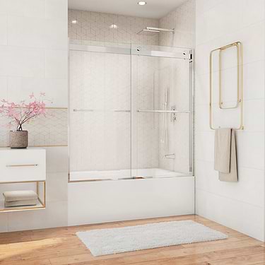 Essence 60"x60" Reversible Sliding Bathtub Door with Clear Glass in Chrome by DreamLine