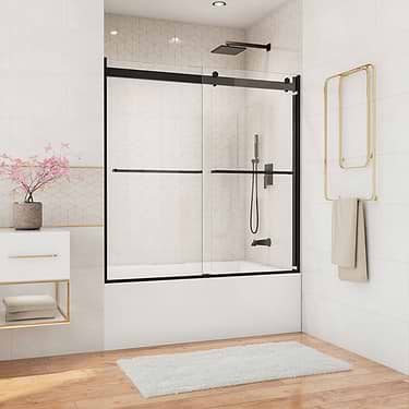 Essence 60"x60" Reversible Sliding Bathtub Door with Clear Glass in Satin Black by DreamLine