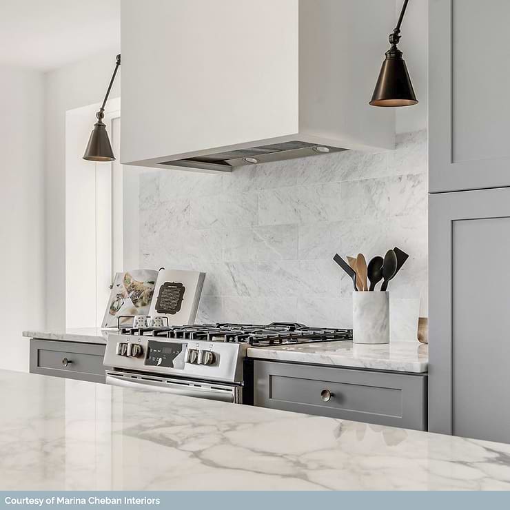 Asian Statuary 4x12" Polished Marble Subway Tile