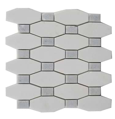Octave Blue Polished Octagon Thassos Marble Mosaic