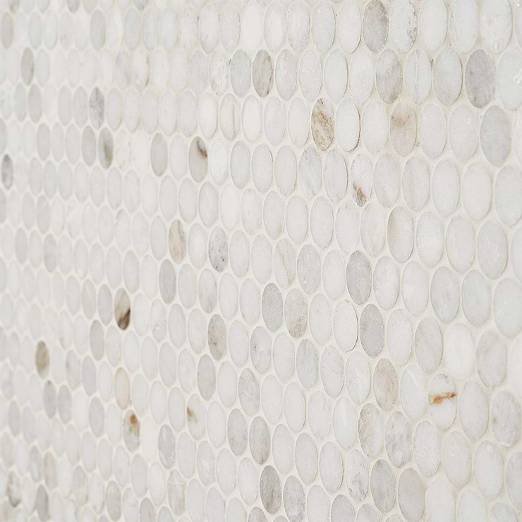 Alaska White 3/4" Penny round Polished Mosaic Tile